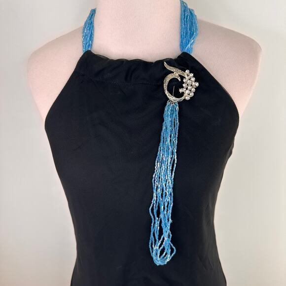 Princy Jessica Simpson Black Beaded Halter Dress Size Small - Picture 9 of 9